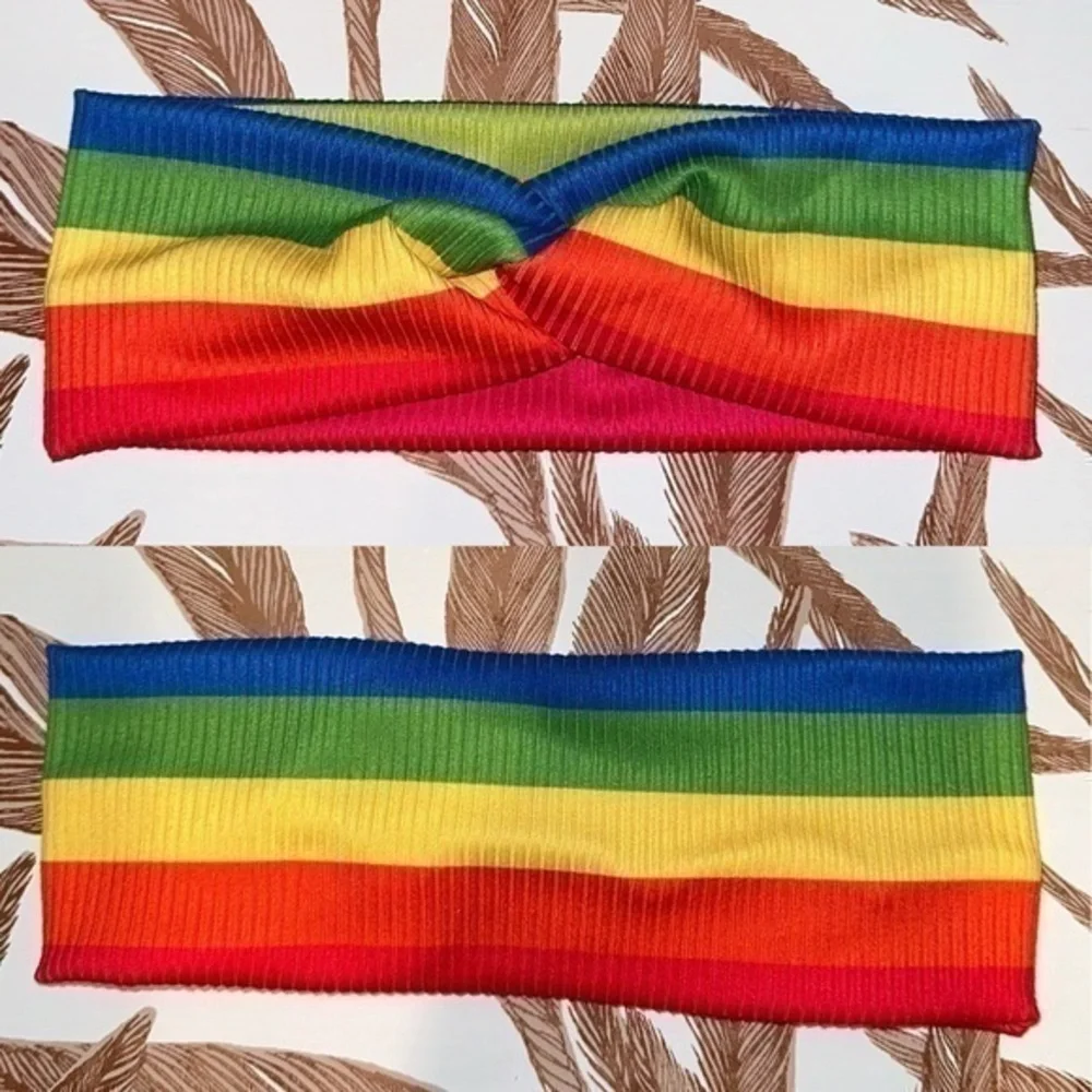 Pride LGBTQ+ rainbow twist front headband new